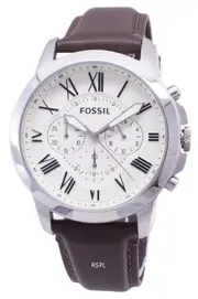 Fossil Grant Chronograph Roman Numeral White Dial Analog FS4735 50M Mens Watch