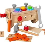 Wooden Toddler Tools Set, Creative Toy Construction Tools, Fun Construction Toys Tool Toy Toolbox for Skill Development