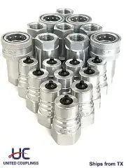 3/4" NPT ISO 7241-1 Series "A" Quick Disconnect Hydraulic Couplings, Set of 10