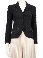 Navy Tweed Patterned Blazer
