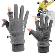 Polar Fleece Winter Gloves | Polar Fleece Cold Weather Gloves Men,Windproof Touchscreen Winter Gloves Thicken Winter Reversible Gloves for Outdoor Cycling Hoffti