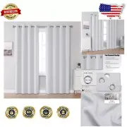 Luxury Greyish White Thermal Insulated Curtains - 2-Piece 84-Inch Room Darkeners