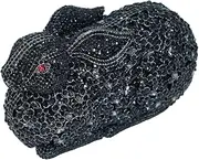 [HUANG ZHUANG] Cute Rabbit Evening Bag Bunny Rhinestone Purse Animal Crystal Clutch for Party Wedding Prom Handbag