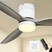 52'' Ceiling Fan Light LED Chandelier Lamp 3-Color Changes Lamp w/Remote Control
