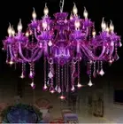 European purple Crystal Chandelier Living Room Candle Light LED Ceiling Lamp