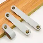 2x Flower Handle Pull Knob Pu Leather Cabinet Cupboard Drawer Dresser Accessory