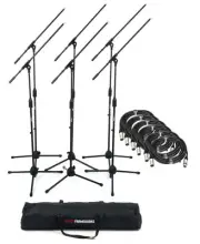 Gator Frameworks Microphone Boom Stand 6-pack with Carry Bag and XLR Cables