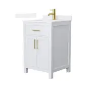 Wyndham Collection WCG2424-24S-QTZ-UNSMXX Beckett 24" - White / White Quartz Top