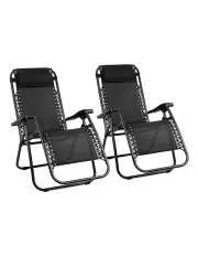 [Gardeon] Folding Outdoor Recliner Adjustable Zero Gravity Chair 2 Pack in Black