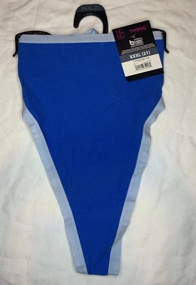 No Boundaries Women's Cotton Rib String Thong Panties Size XXXL (21) Blue Thrill