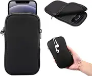 Zip Slim Neoprene Cell Phone Sleeve, Mesh Pocket Wallet Pouch for Samsung Galaxy A01 / A41 / S10e / S10 / A2 Core/Google Pixel 5 / 4a / 4/3 / Moto E6 / G7 Play/Nokia 1.3/2.2/4.2 (Black)