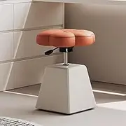 Rotatable Lifting Dressing Stool, Bedroom Girls Dressing Stool, Dressing Table Chair, Flower Shape Seat, Height Adjustable,Orange