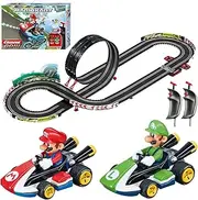 [Carrera] GO!!! 62491 Mario Kart Electric Powered Slot Car Racing Kids Toy Race Track Set Includes 2 Hand Controllers Featuring Mario Versus Luigi in 1:43 Scale