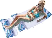 Adult Pool Float, Inflatable Floating Lounge, Detachable Design with Portable Relaxing Bed Net Tanning and Sunbathing for Hot Days, Travel, Beach Use, 45.67x51.18 inches