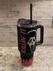 BRAND NEW Scream Ghost Face Pink Killin It Stanley Cup Style 40oz Spirit Tumbler