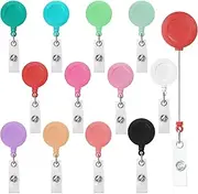 Tanstic 12Pcs 12 Colors Retractable Badge Reels, Colorful ID Badge Holder Reel, Nurse Badge Reel, Retractable Key Clip Badge Clips Holders for ID Card Name Keychain