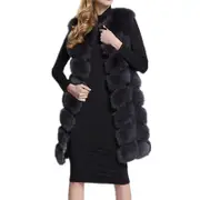 Nevenka Womens Waistcoat Faux Fur Sleeveless Jacket-Black