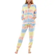 Roudelain Hoodie Paperbag Waist Jogger Pants Lounge Set Big Band Tie Dye White L