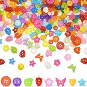 800 Pcs Assorted Sizes Resin Buttons Mixed Color Craft Buttons Round Heart Star Flower Butterfly Buttons Colorful DIY Manual Button for Sewing Painting DIY Crafts Handmade Ornament, 2 Holes &4 Holes