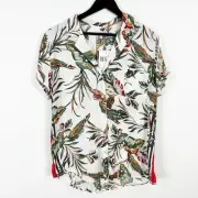 PJ Salvage Short Sleeve Tropical Leaf Printed Pajama Top Size Large