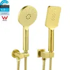 KYLINS WELS Brushed Gold Round/Square 3 Mode Shower Head + 1.5m Hose Holder Set