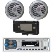 Pyle PLMRB29W Marine Boat Yacht AM/FM MP3 USB Stereo + Cover + 2x 6.5"Speakers