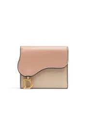 Dior Saddle Lotus Wallet in Two-Tone Beige and Rose des Vents Shiny Goatskin