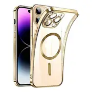 For Apple iPhone 14 Pro MagSafe Magnetic Case with HaloLock Shockproof Military Grade Protection Scratch Resistant Back Protective Cover (Gold)