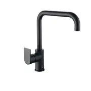 VITO BERTONI EEVA Round Kitchen Mixer Tap - Square Neck Swivel - Matte Black