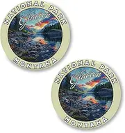 [No Thorns Media] Glacier National Park Montana 2 Pack Pinback Buttons 2.25" Fun Pins for Clothes, Backpacks, Hats, and Jackets - Cartoon, Retro, and Punk Style Lapel Badges, Slogans, and Party Pins ID45000, Metal, no