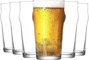 LAV Noniq Beer Glasses - 570ml - Pack of 12 Ridged No Nick Classic Pint Tumbler Glass Cups