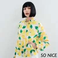 在飛比找Yahoo奇摩購物中心優惠-SO NICE 檸檬印花雪紡外套