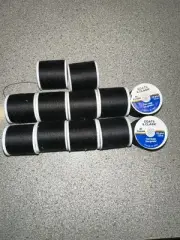 12 Coats & Clark Black All Purpose Thread 135 Yd Spools Polyester