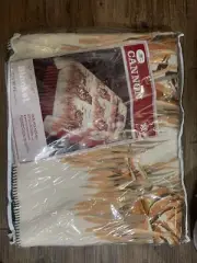 Vintage Cannon Twin Full Polyester Blanket Tiger Safari 72 x 90 Ivory #745 Tyger