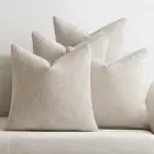 Pack of 4 Couch Throw Pillow Covers 18X18 Inch Cream Soft Decorative