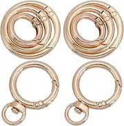 SUNNYCLUE 1 Box 3 Set Round Carabiner Clips Gold Key Ring Hook Bulk Metal Alloy O Closure Swivel Trigger Spring Gate Lanyard Buckles Clip for Keychain Purses Chain DIY Leather Crafting Accessories