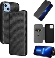 Compatible with iPhone 13 Mini 5.4" 5G 2021, Carbon Fiber Flip Case Carbon Fiber Hybrid Case Shockproof Wallet Cover with Strap Case for iPhone 13 Mini 5.4" 5G 2021