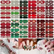 Tyemp Christmas Nail Stickers, 168PCS Self-Adhesive Vinyl Nail Wraps with Snowflake, Snowmen, Elk, Santa Claus, Xmas Tree Designs for Adults