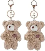 [Calsgkspray] Calsgk 2Pcs Brown Bear & Rabbit Plush Keychains, Stuffed Animal Bag Pendant, DIY Trinket Dog Plush Keyring Car Keychains Accessories