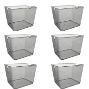 Ybm Home Wire Mesh Open Bin Basket Black 14 in. L x 10 in. W x 8.8 in. H 6 Pack