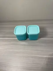 Tupperware Freeze-It Mini Square Rounds Set of 2 Containers 2.5 oz. Teal New!