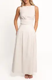 Petal & Pup Kerri Crop Top & Maxi Skirt Set in White at Nordstrom, Size Large
