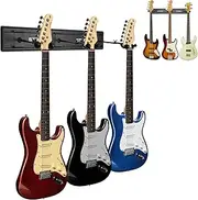 STRICH Guitar Wall Mount Hangers for Multiple Guitars, 32.5" W Holds 3 Guitars, Strong Aluminum Metal Guitar Stand Rack Bass Holder, Adjustable Instruments Display Set, SMH-03A