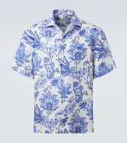 [Etro] Etro Paisley linen bowling shirt UK 16 blue