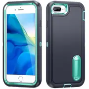 MCC Shockproof iPhone 6+ 6s+ Case Cover Heavy Duty with Stand Apple Plus [Navy+Light Blue]