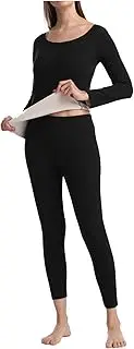 [Generic] Womens Ski Shirts Long Sleeve Womens Two-Piece Suit Long Sleeve O Neck Blouse Thermal Underwear Soft and Warm Top and Pants Set Men's Thermal Shirts