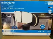 Enbrighten Outdoor 3-Head Motion-Sensing Back Lit WiFi LED Security Light,Bronze