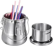 Angoily Bucket for Paint Brush Washing Containers with Lids Paint Brush Washer Silver Large Steel