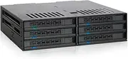 ICY DOCK ExpressCage MB326SP-B 6 x 2.5 Inch SATA/SAS HDD/SSD Mobile Rack with Screwless Trays in 5.25 Inch Bay
