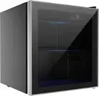 Mini Bar Fridge Cooler - 65 Can Beverage Refrigerator Black Glass Door for Beer